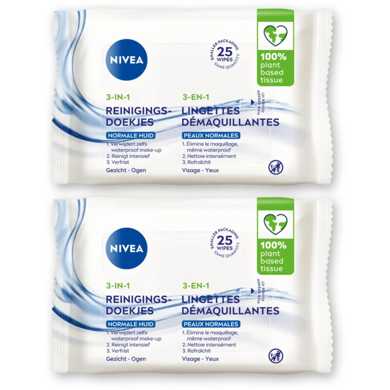 NIVEA Reinigingsdoekjes normale huid 2-pack