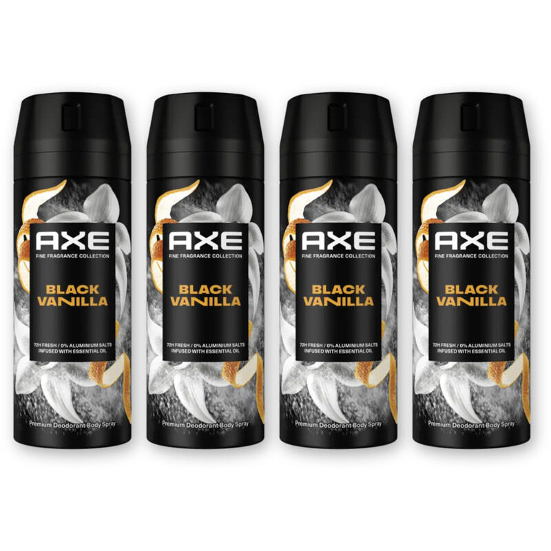 Axe Black vanilla deodorant bodyspray 4-pack