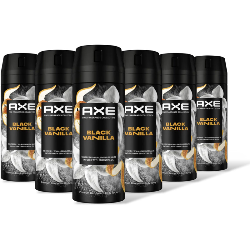 Axe Black vanilla deodorant bodyspray 6-pack
