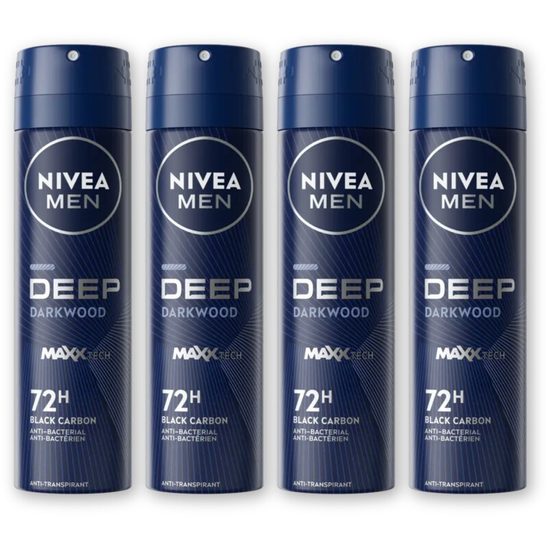 NIVEA Men deep black carbon anti-transp 4-pack