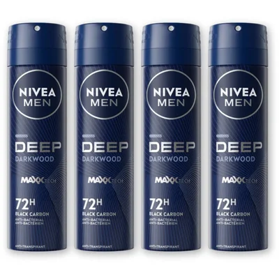 NIVEA Men deep black carbon anti-transp 4-pack