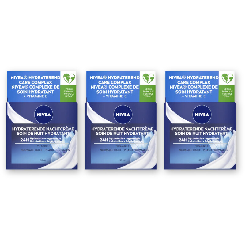 NIVEA Hydraterende nachtcreme norm huid 3-pack