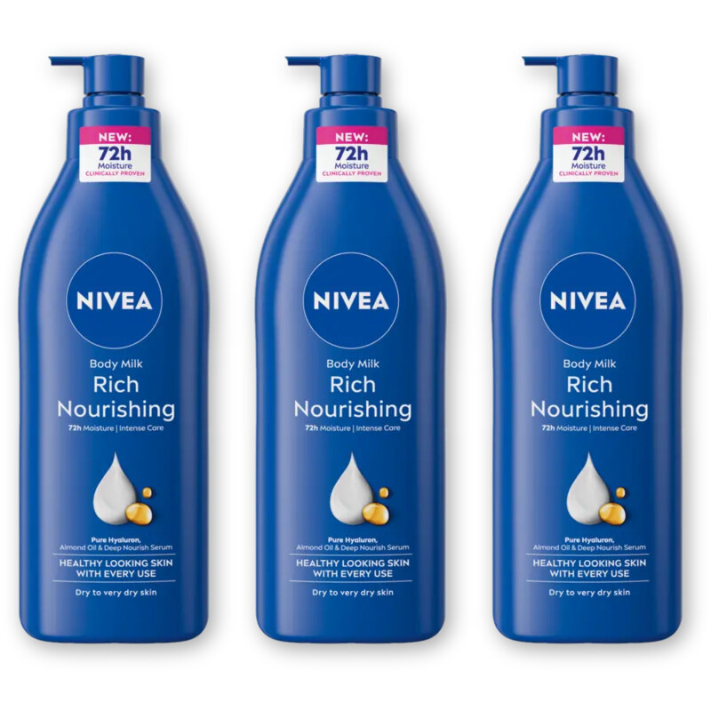 NIVEA Verzorgende body milk met pomp 3-pack