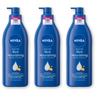 NIVEA Verzorgende body milk met pomp 3-pack