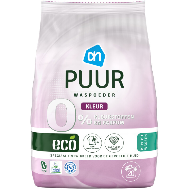 AH Eco Wasmiddel puur kleur poeder
