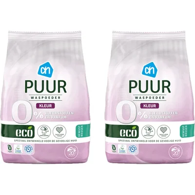 AH Eco Wasmiddel puur kleur poeder 2-pack