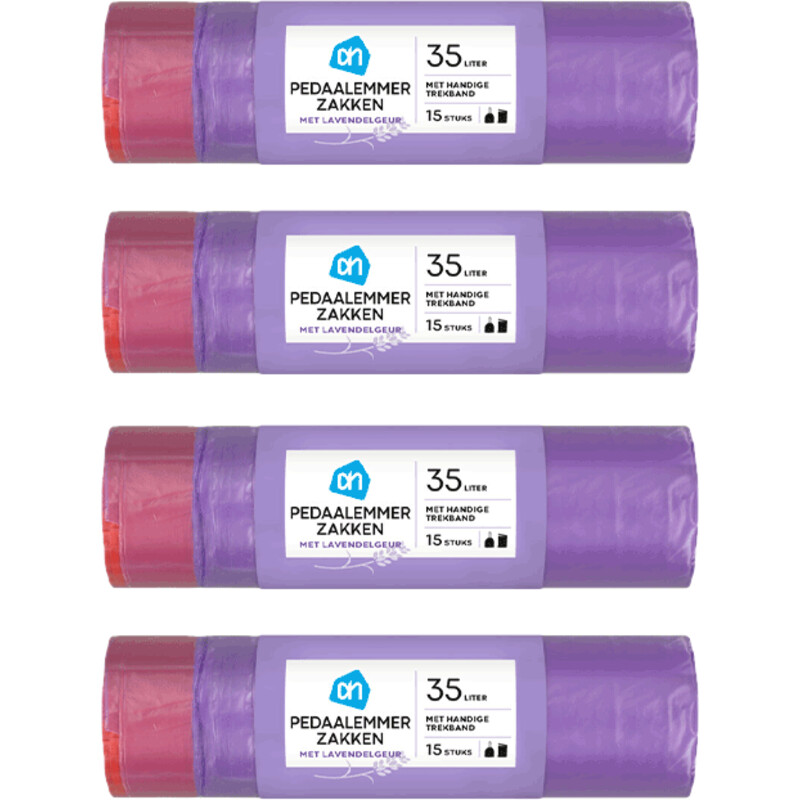 AH Pedaalemmerzakken lavendel 35l 4-pack