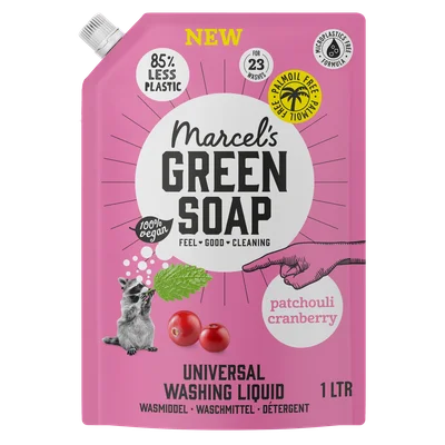 Marcel's Green Soap Wasmiddel patchouli cranberry navulling