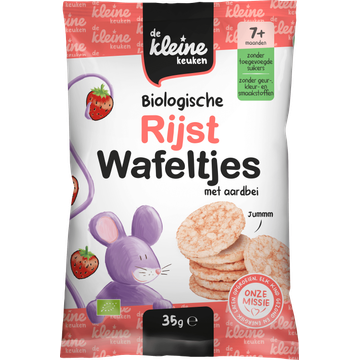 De Kleine Keuken Biologische rijstwafeltjes aardbei 7m+