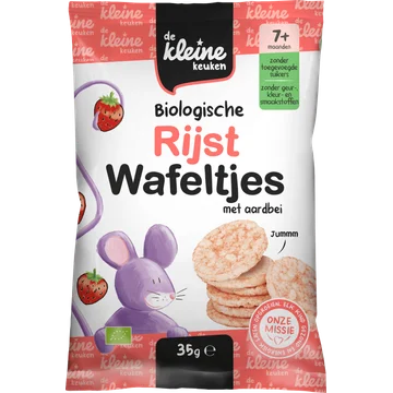 De Kleine Keuken Biologische rijstwafeltjes aardbei 7m+