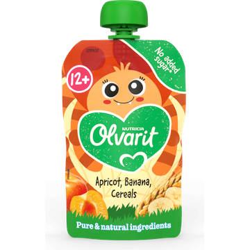 Olvarit Knijpfruit apricot, banana, cereals 12m+