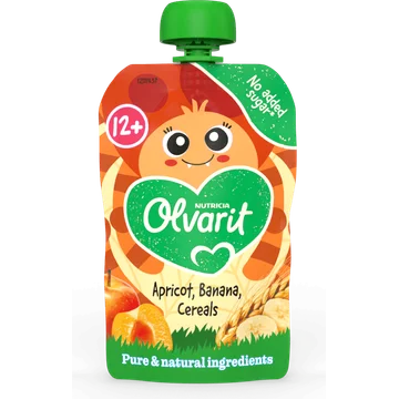 Olvarit Knijpfruit apricot, banana, cereals 12m+
