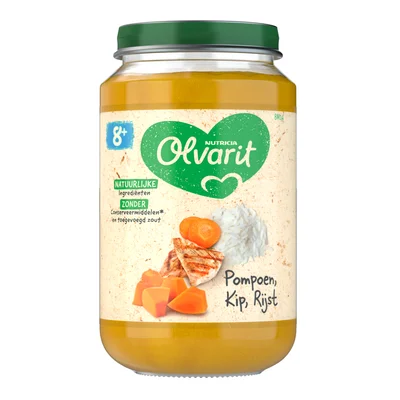 Olvarit Pompoen kip rijst 8m+
