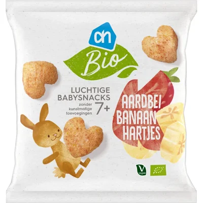 AH Biologisch Luchtige babysnacks aardbei banaan 7m+