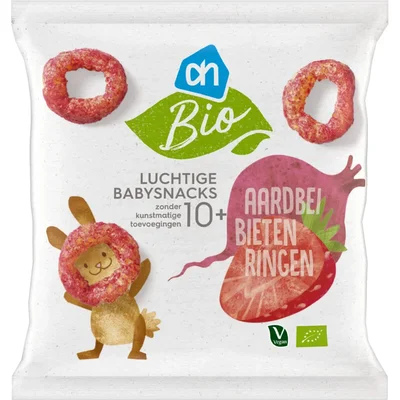 AH Biologisch Luchtige babysnacks aardbei bieten 10m+