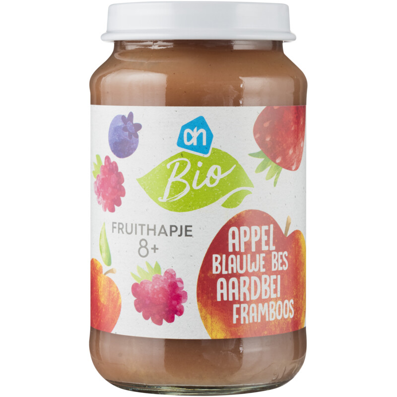 AH Biologisch Fruithapje appel blauwe bes aardbei 8m+