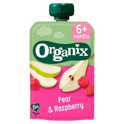 Organix Knijpfruit pear & raspberry 6m+