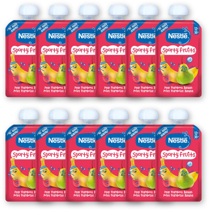 Nestlé Sporty fruits knijpfruit peer 12m+ 12pck