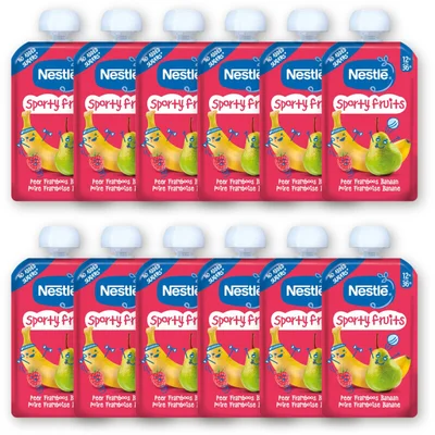 Nestlé Sporty fruits knijpfruit peer 12m+ 12pck