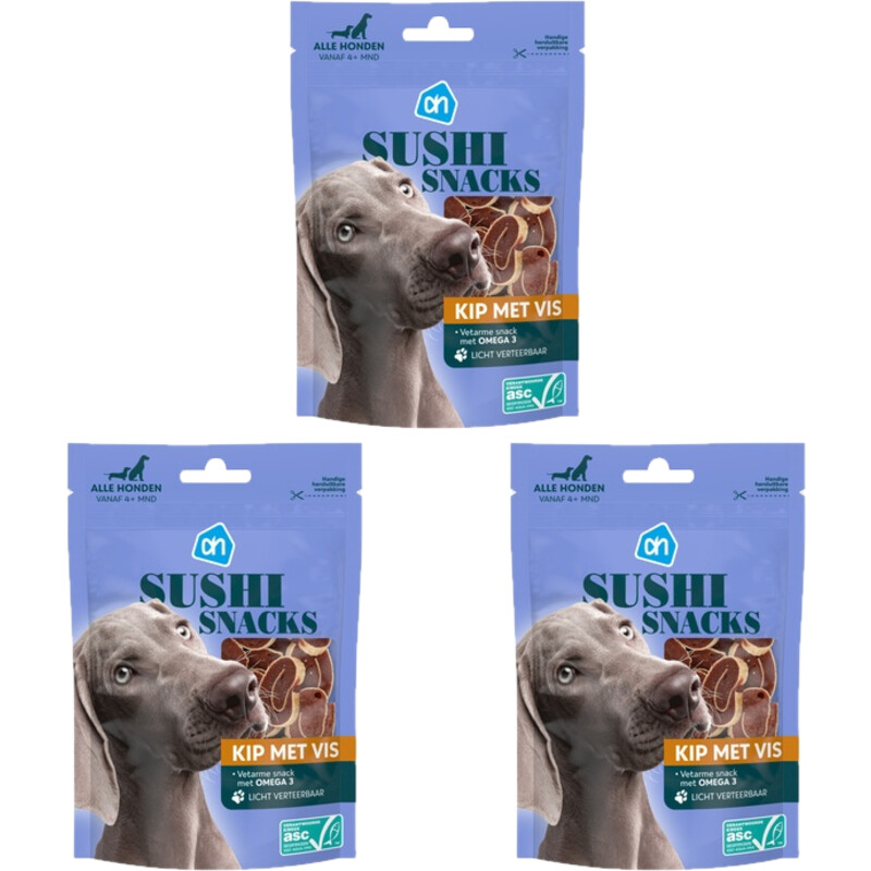 AH Sushi snacks kip met vis 3-pack