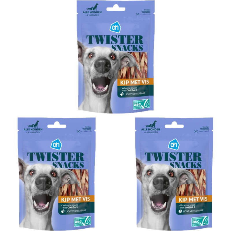 AH Twister snacks kip met vis 3-pack
