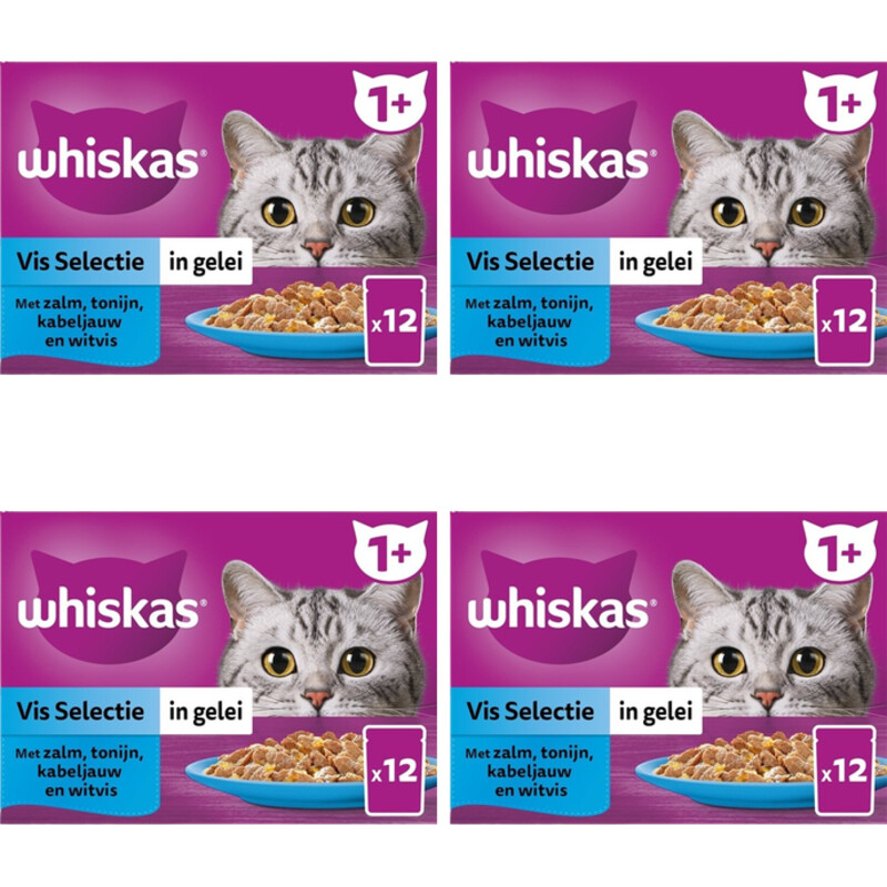 Whiskas 1+ Vis selectie in gelei 4-pack