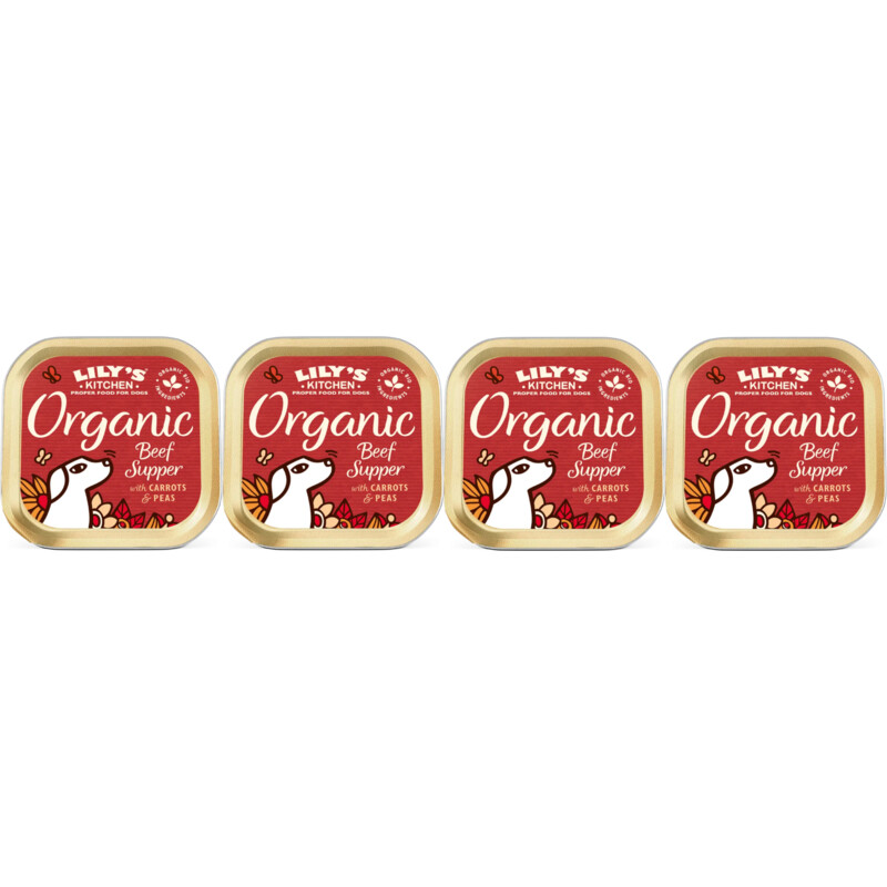 Lily's Kitchen Organic supper met rund 4-pack