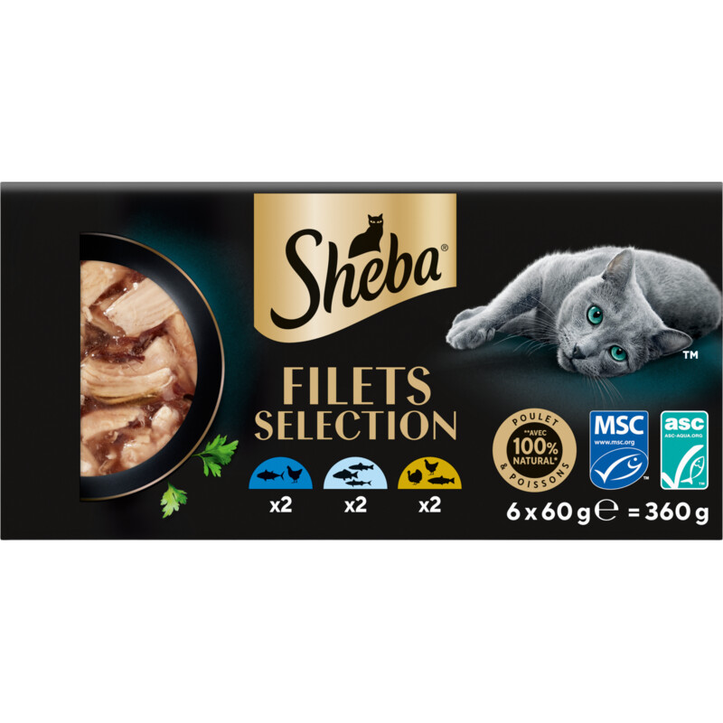 Sheba Filets selection tonijn,kip,witvis,kalk