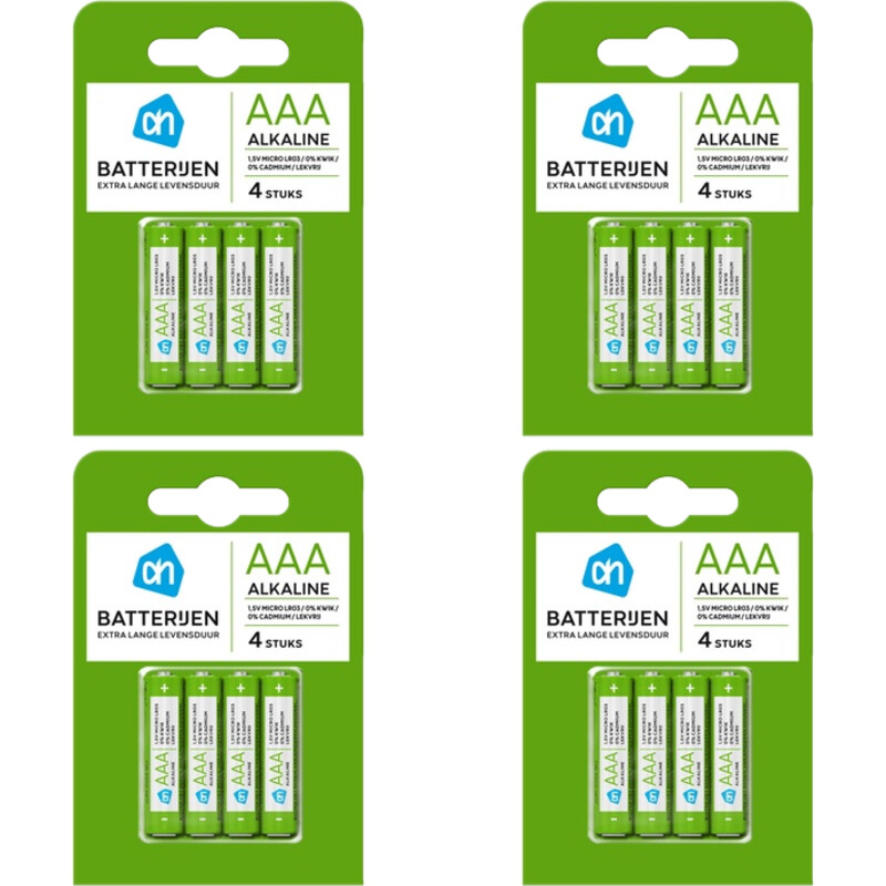 AH AAA alkaline batterijen 4-pack