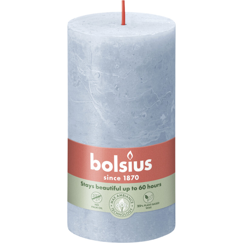 Bolsius Rustieke stompkaars 13cm sky blue