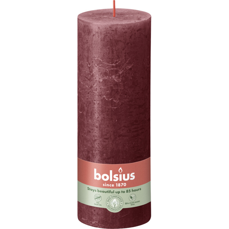 Bolsius Rustieke kaars bordeaux 19cm