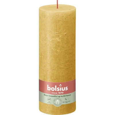 Bolsius Rustieke kaars okergeel 19cm