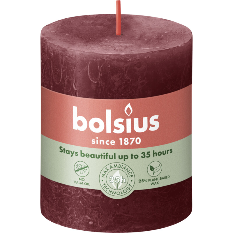 Bolsius Rustieke kaars bordeaux 8cm