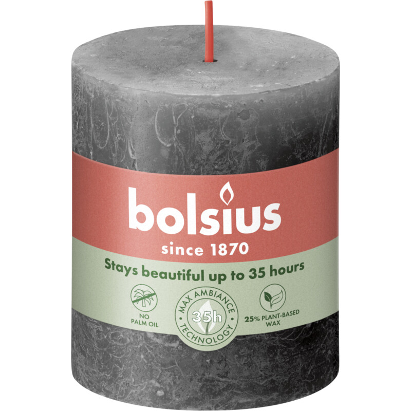 Bolsius Rustieke kaars antraciet 8cm
