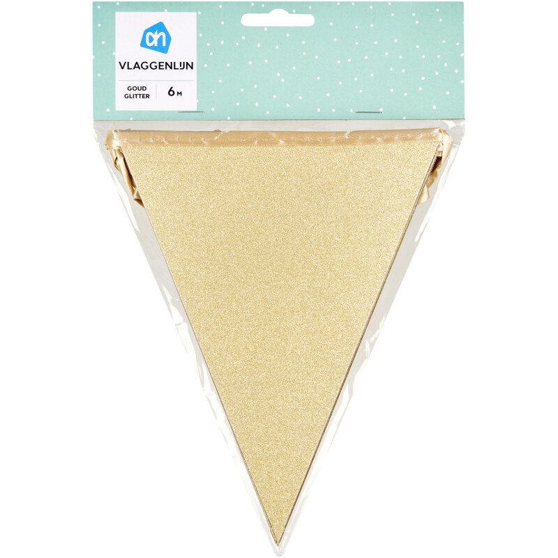 AH Glitter vlaggenlijn goud 6mtr