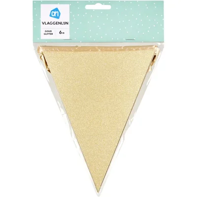 AH Glitter vlaggenlijn goud 6mtr