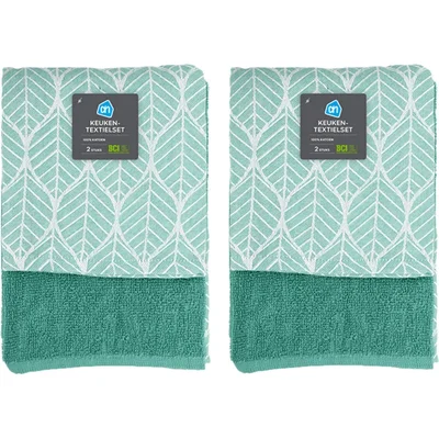 AH Keuken- en theedoek mint set 2-pack