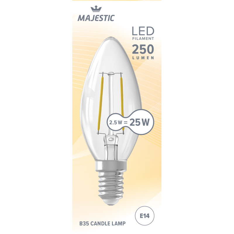 Majestic Led fil kaars helder E14 25W