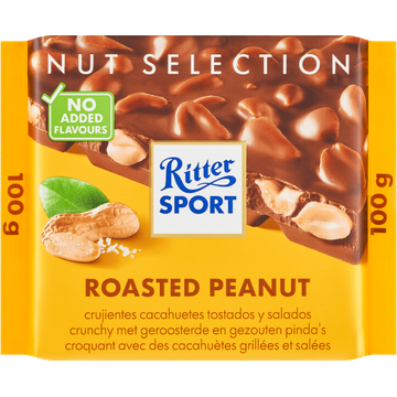 Ritter Sport Roasted Peanut Crunchy met Geroosterde en Gezouten Pinda's 100 g