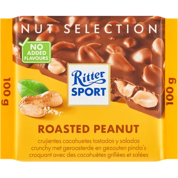 Ritter Sport Roasted Peanut Crunchy met Geroosterde en Gezouten Pinda's 100 g