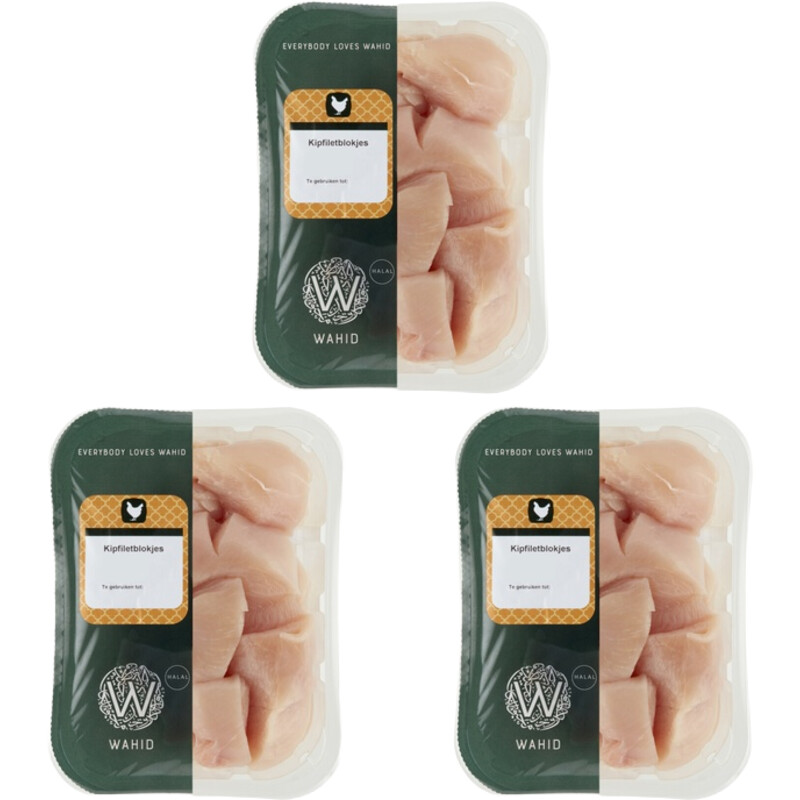 Wahid Halal kipfilet blokjes 3-pack