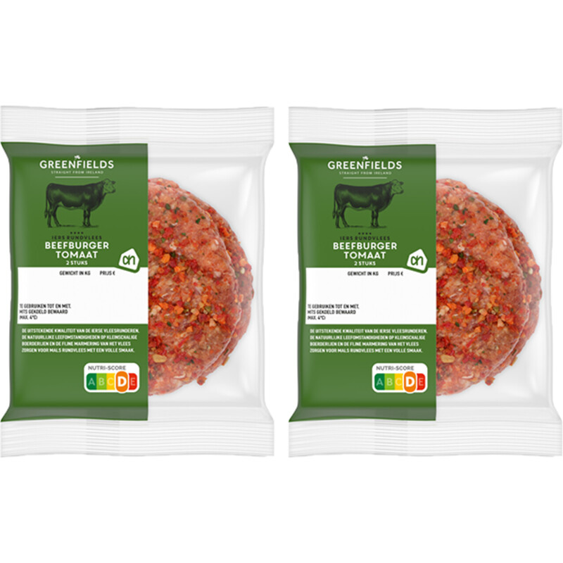 AH Greenfields Greenfields Beefburger tomaat 2-pack