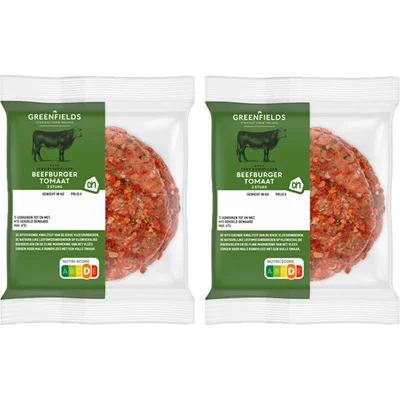 AH Greenfields Greenfields Beefburger tomaat 2-pack