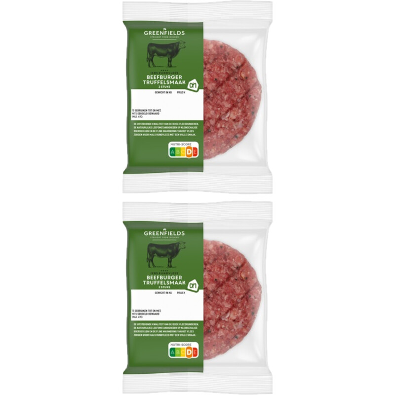 AH Greenfields Beefburger truffelsmaak 2 stuks 2-pack