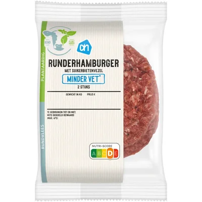 AH Runderhamburger minder vet 2 stuks