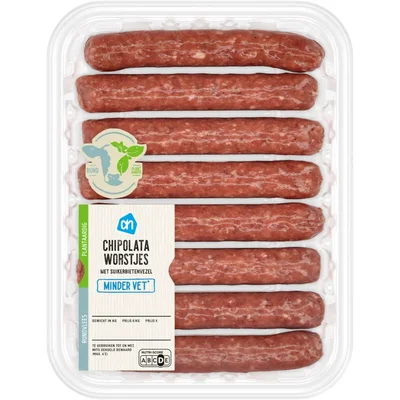 AH Chipolataworstjes minder vet 8 stuks