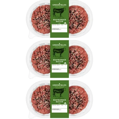AH Greenfields Beefburger bacon 3-pack