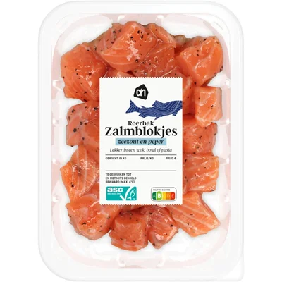 AH Roerbak zalmblokjes zeezout en peper