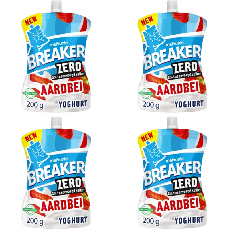Melkunie Breaker zero aardbei yoghurt 4-pack