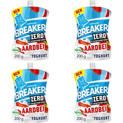 Melkunie Breaker zero aardbei yoghurt 4-pack